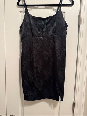 NWT Wild Fable Black Satin Jacquard Slip Dress